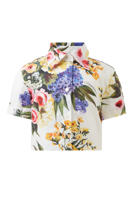 قميص قطن بوبلين بطبعات زهور للأطفال