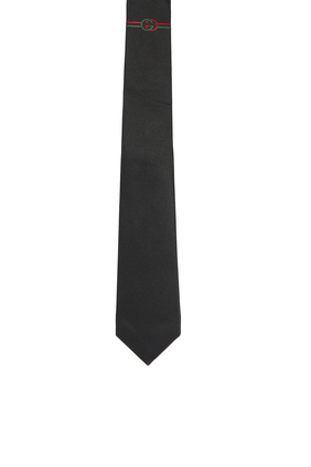 ربطة عنق حرير جاكار بشعار حرفي G متداخلين