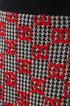 تنورة صوف بنقشة مربعات بحرفي شعار الماركة