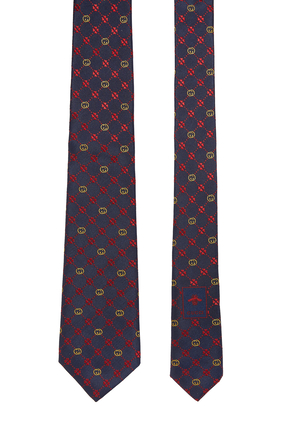 ربطة عنق حرير بنقشة نحلة وحروف شعار الماركة