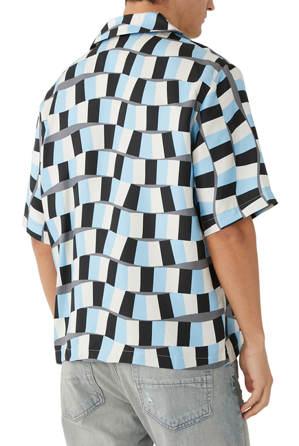قميص بولينج بنقشة شطرنج مموجة
