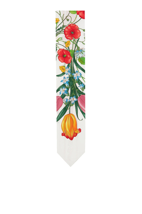 ربطة عنق حرير بطبعة زهور