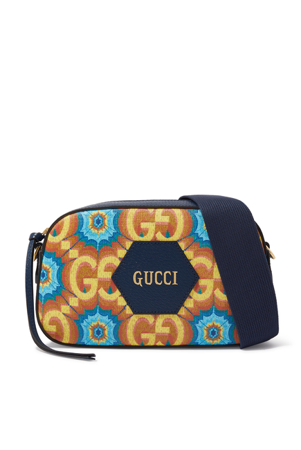 حقيبة مسنجر قنب سوبريم باللونين الأزرق والبرتقالي من مجموعة Gucci 100