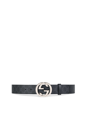 حزام سوبريم بنقشة حرفي GG وإبزيم بتصميم حرفي GG متداخلين