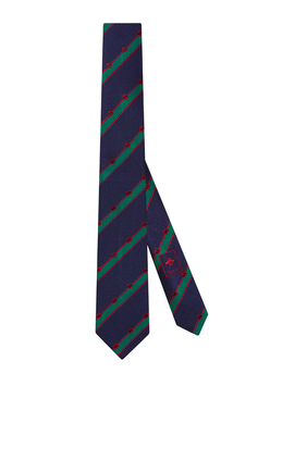 ربطة عنق مخططة بشعار الماركة