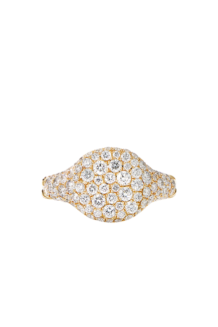 Chevron Pinky Ring, 18k Yellow Gold & Diamonds