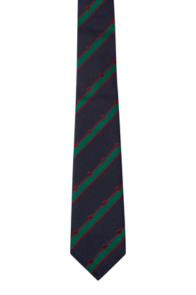 ربطة عنق مخططة بشعار الماركة