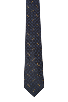 ربطة عنق بنقشة حرفي شعار الماركة حرير