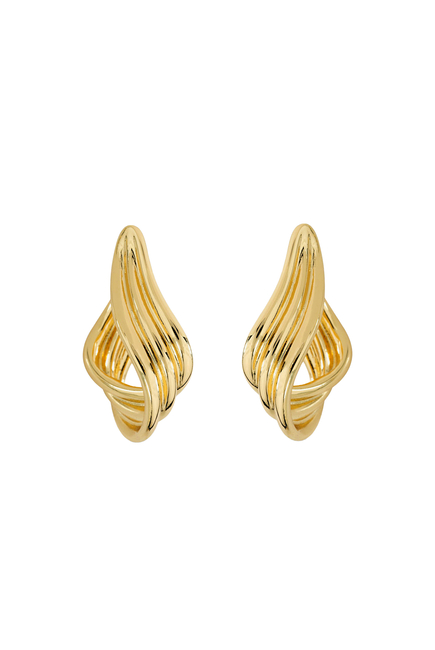 Twisted Elongated Hoop Earrings, Gold-Plated Metal