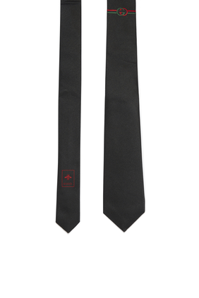 ربطة عنق حرير جاكار بشعار حرفي G متداخلين