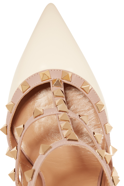 حذاء كلاسيكي فالنتينو غارافاني 100 بتصميم قفص وحلي هرمية جلد لامع