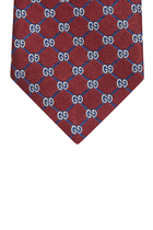 ربطة عنق حرير بنقشة حرفي GG متداخلين ونقاط