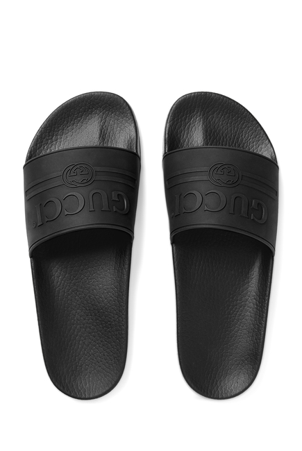 حذاء مفتوح بطبعة شعار غوتشي