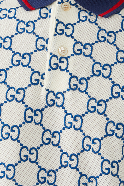 قميص بولو قطن مطاطي بشعار GG