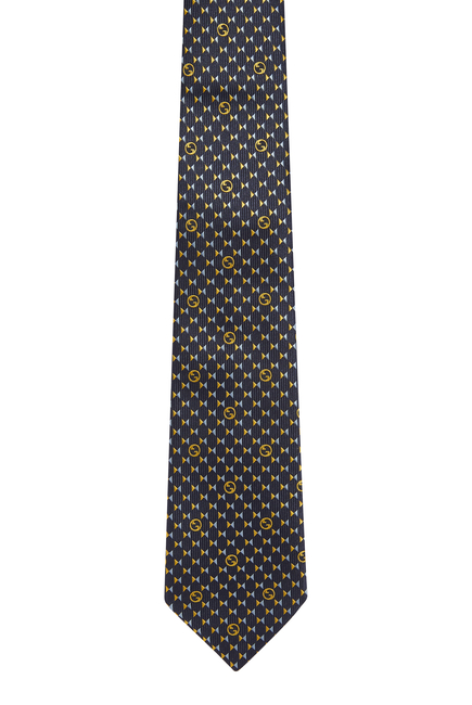 ربطة عنق حرير بشعار GG دائري