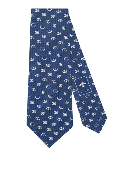 ربطة عنق حرير بنقشة حرفي GG