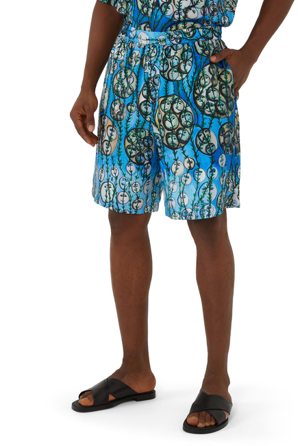 PUCCI Tie-detailed silk-twill and stretch-denim shorts