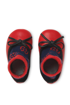 حذاء باليرينا جلد بشعار الماركة