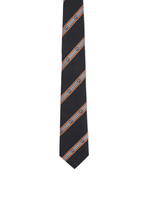 ربطة عنق حرير جاكار بخطوط وشعار حرفي G متداخلين