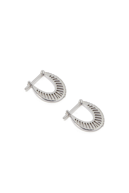 Flat Ray Size 2 Hoop Earrings, 18k White Gold & Diamonds