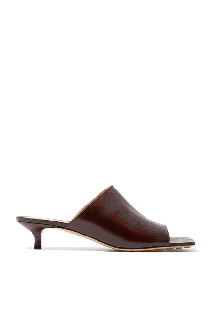 Stretch 40 Leather Kitten Mules