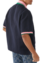 قميص بولو بنقشة حرفي شعار الماركة نايلون جاكار