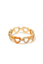 18K YG Orange Enamel and Diamond Heart Ring:Yellow Gold:53