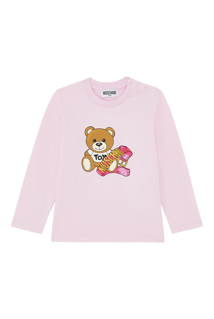 قميص للأطفال بأكمام طويلة بطبعات الدب تيدي