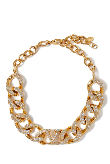  Vlogo Chunky Chain Necklace, Metal & Swarovski Crystal