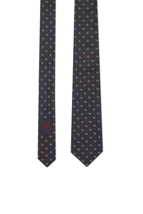 ربطة عنق حرير جاكار بنقشة نجوم وشعار GG