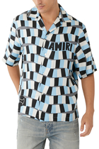 قميص بولينج بطبعة شطرنج مموجة