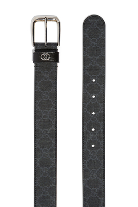 حزام بحلية حرف G بتصميم متداخل&nbsp; قماش قنب سوبريم بنقشة حرفي GG