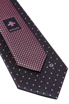 ربطة عنق حرير بنقشة معينات ونقاط