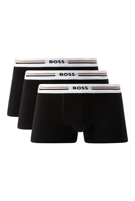 Soft-Touch Logo Waistband Trunks, Pack of 3