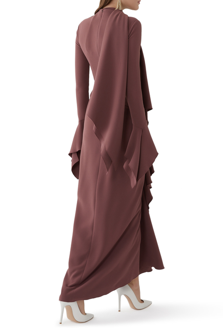 فستان نيلا طويل بتنورة مكشكشة