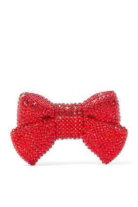 Judith Leiber Crystal Bow Clutch Bag Red