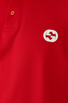 قميص بولو بحرفي شعار الماركة بتصميم متداخل قطن
