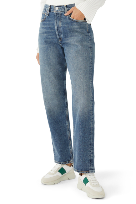 بنطال جينز 90 أس بقصة ساق  مستقيمة بخصر متوسط الارتفاع