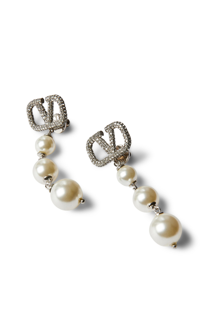  VLogo Signature Pearl Drop Earrings