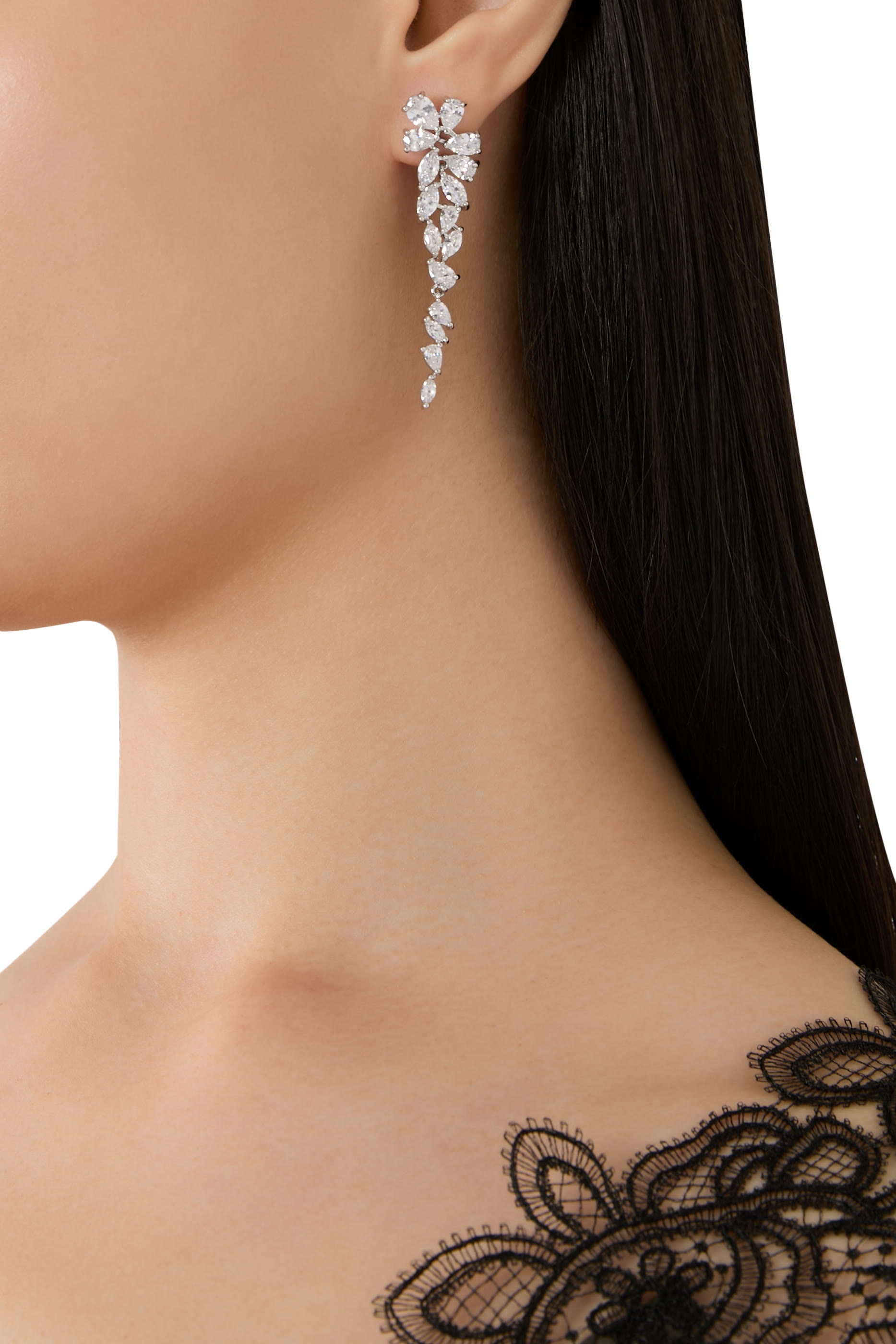 أقراط إستيل مرصعة بأحجار زركونيا مكعبة، فضة إسترلينية