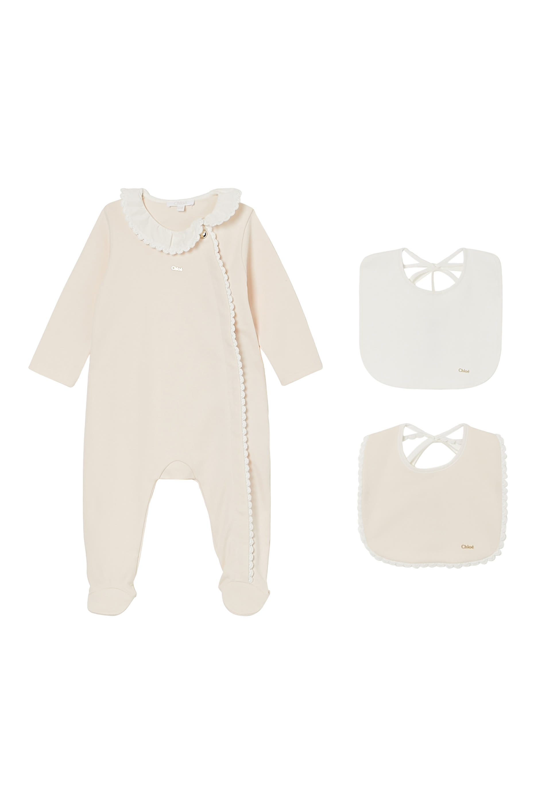 طقم لباس قطعة واحدة ومريلة للأطفال