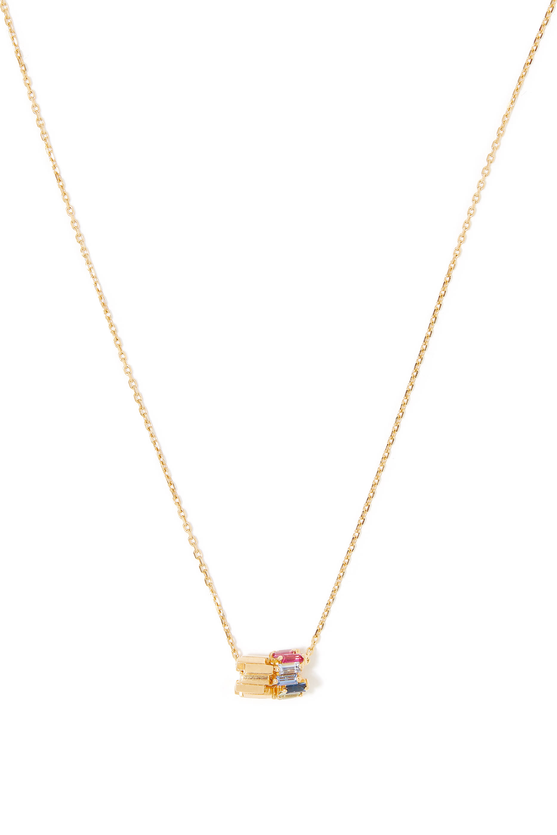 قلادة فاير وركس بدلاية بتصميم أعمدة مرصعة بالماس والياقوت ذهب أصفر عيار 18