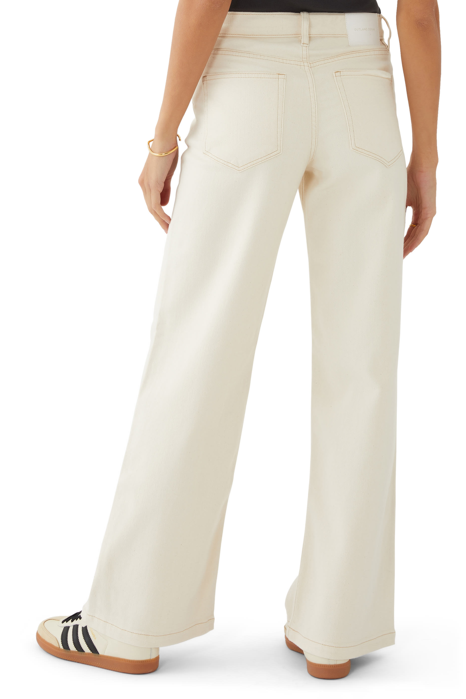 بنطال جينز ميا بقصة ساق واسعة بخصر متوسط الإرتفاع