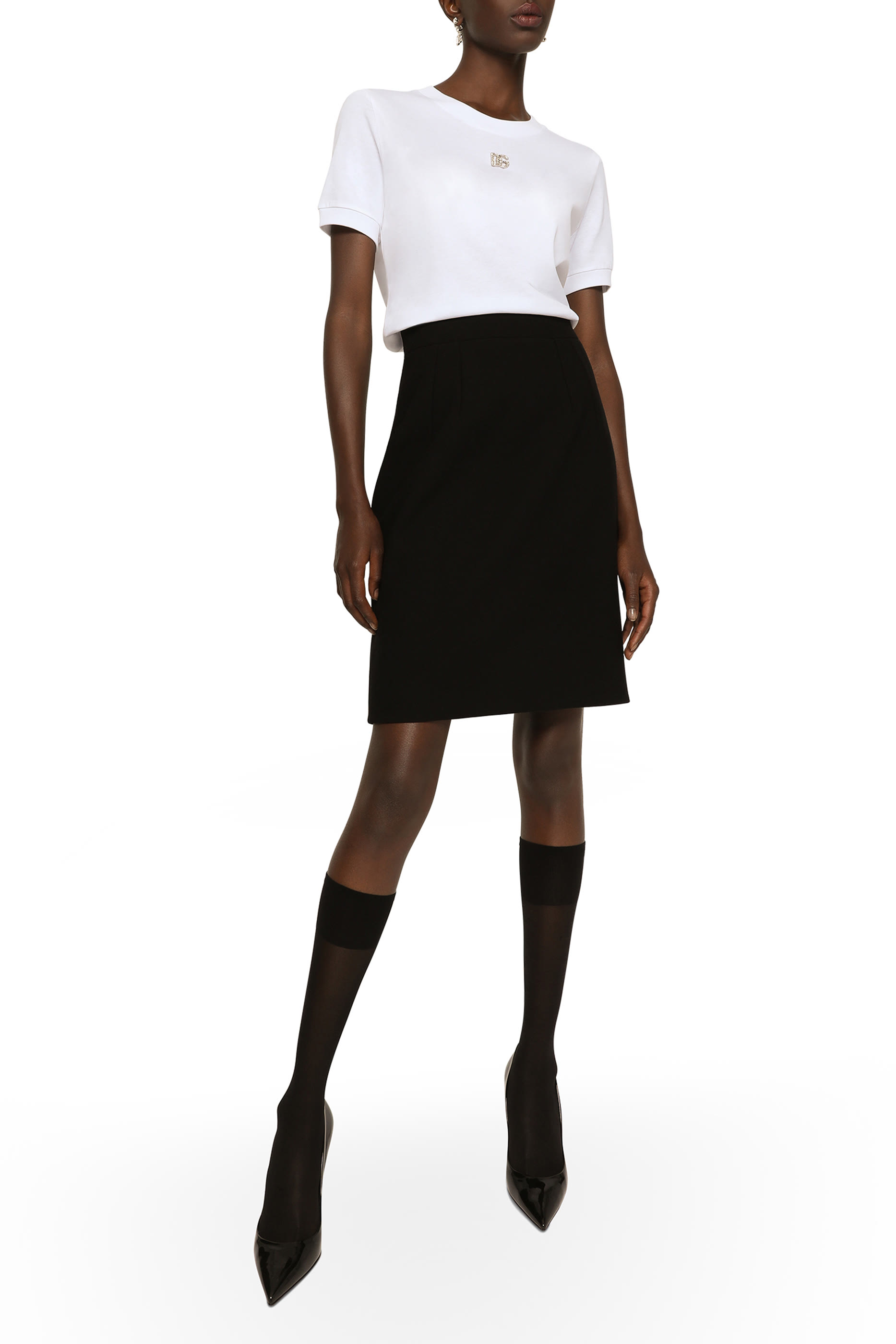 تيشيرت مرصع بكريستال بتصميم شعار الماركة قطن