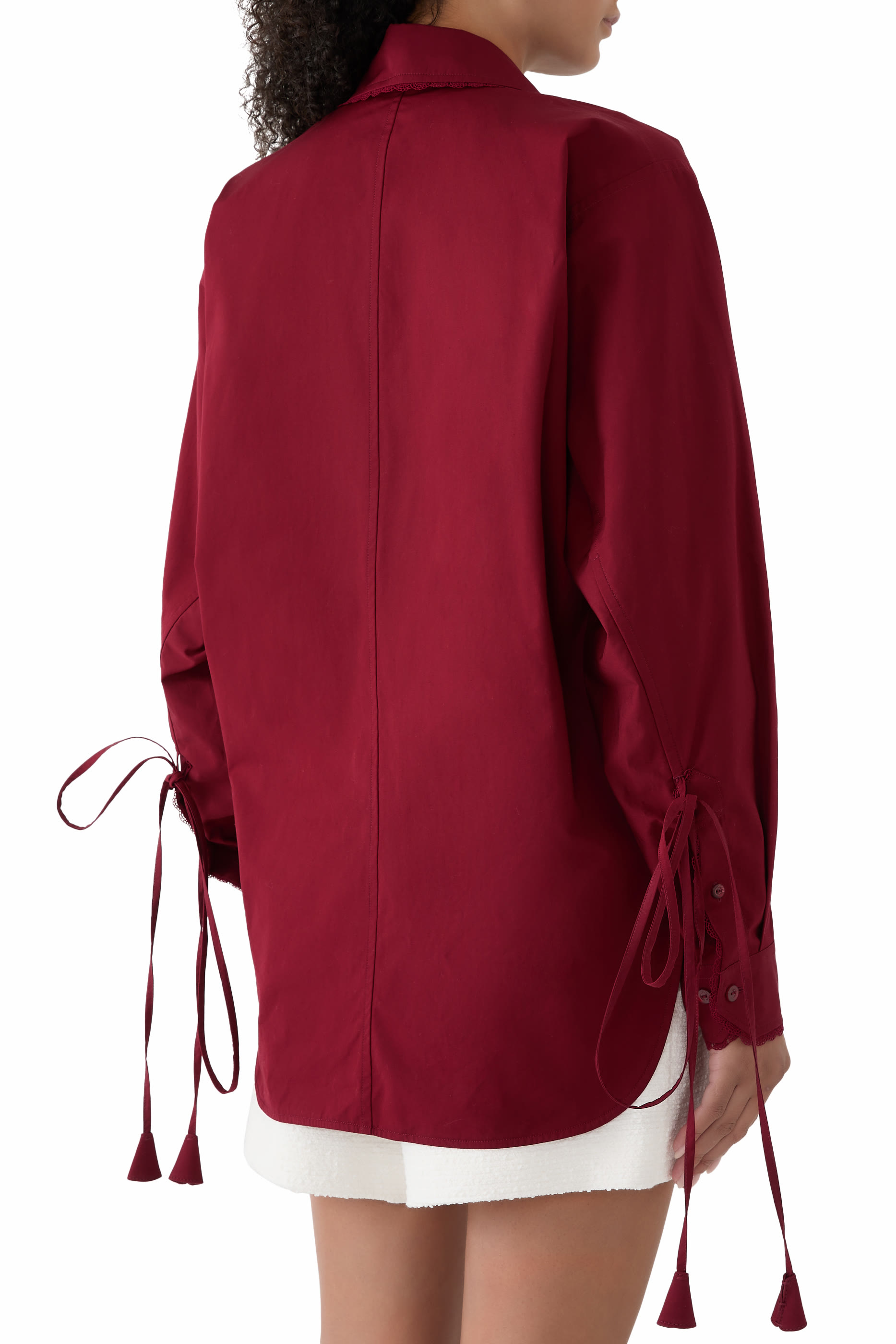 قميص مع ربطة قطن بوبلين