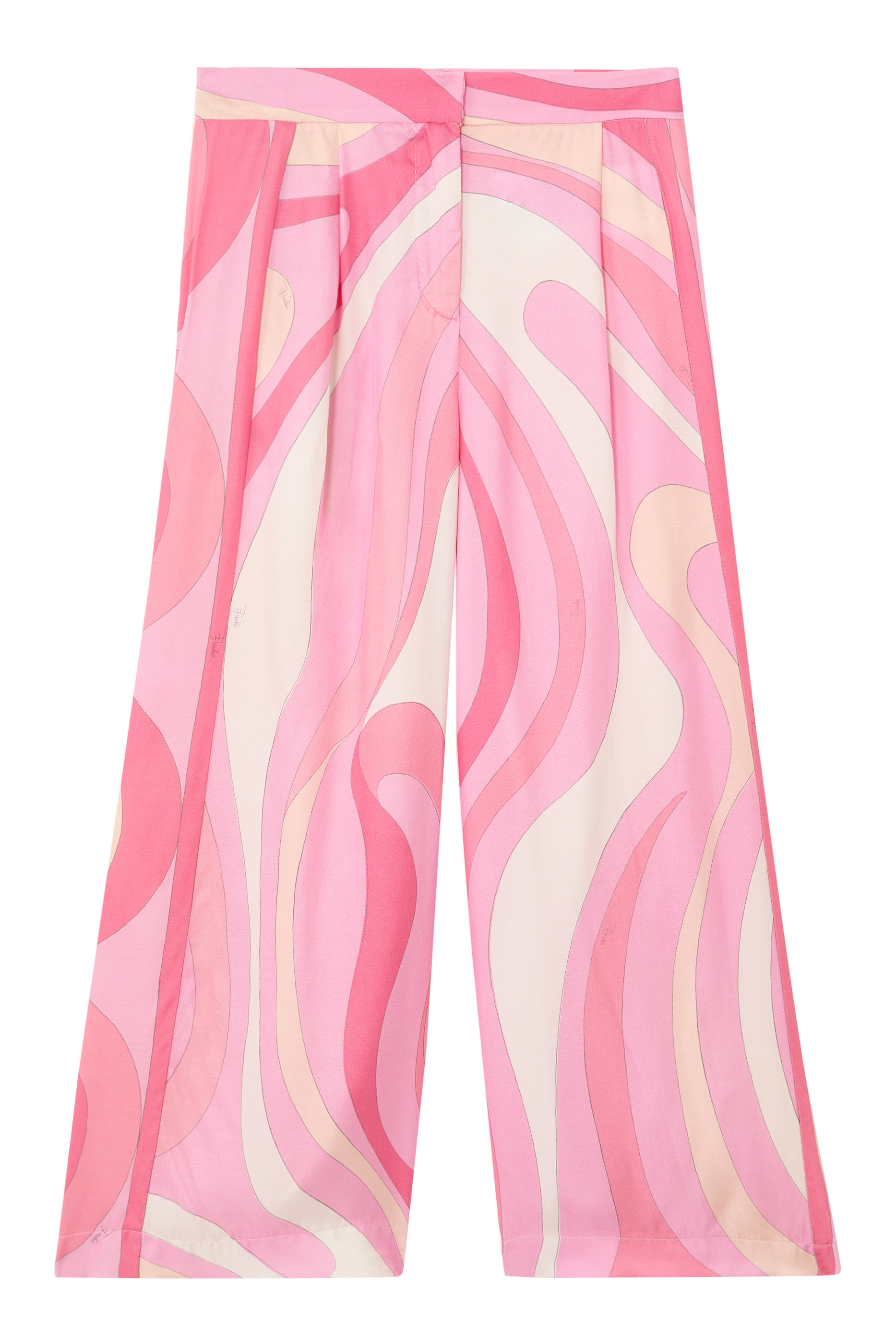 بنطال بقصة ساق واسعة بخصر مرتفع ونقشة قطن للأطفال