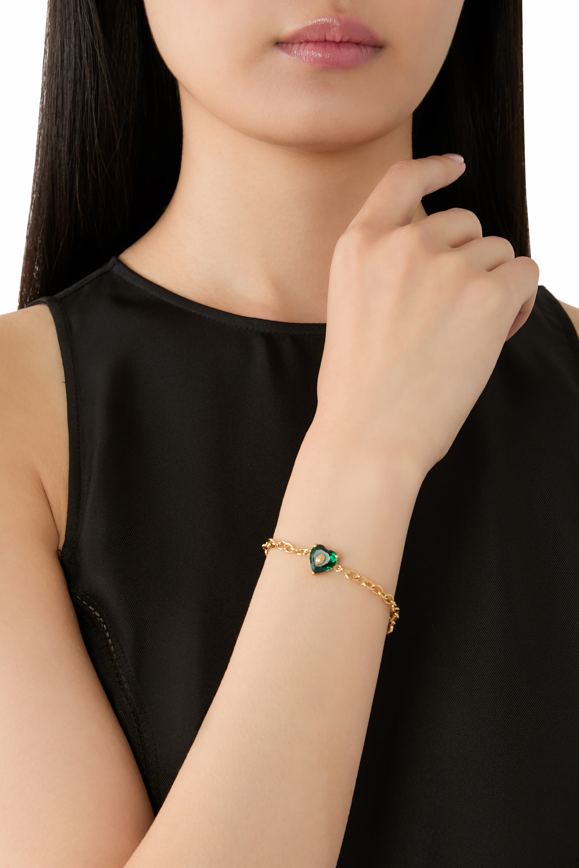 سوار بحلية بتصميم قلب مرصعة بالكريستال