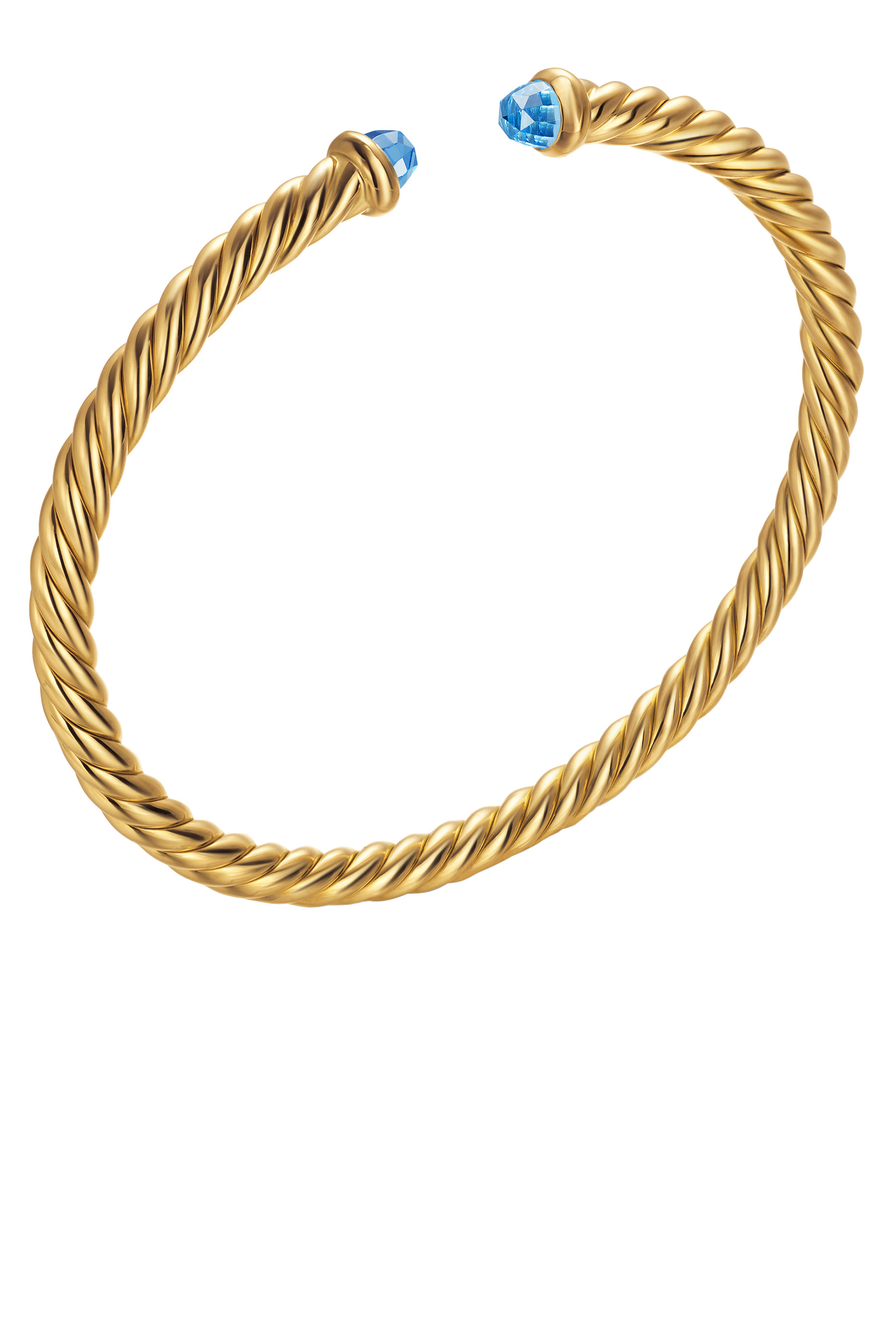 سوار كابل سبيرا بتصميم مرن مرصع بتوباز أزرق ذهب أصفر عيار 18