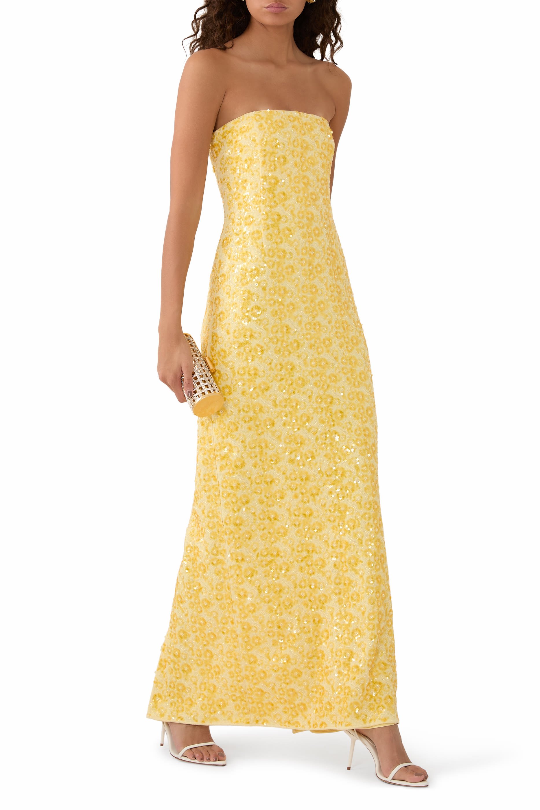 فستان سافيا بدون حمالات مطرز