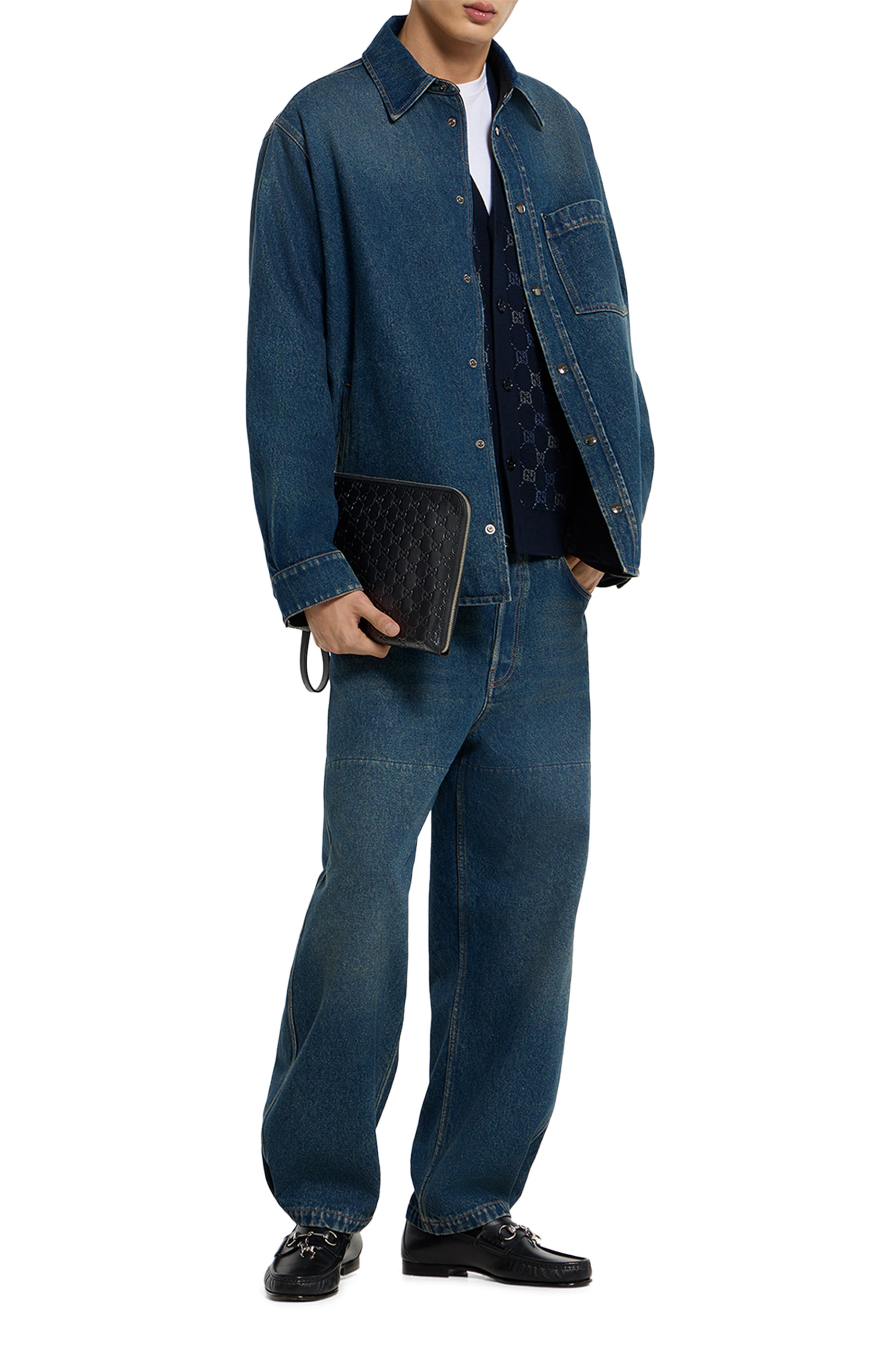 كنزة بنقشة حرفي شعار الماركة نسيج صوف مزدوج